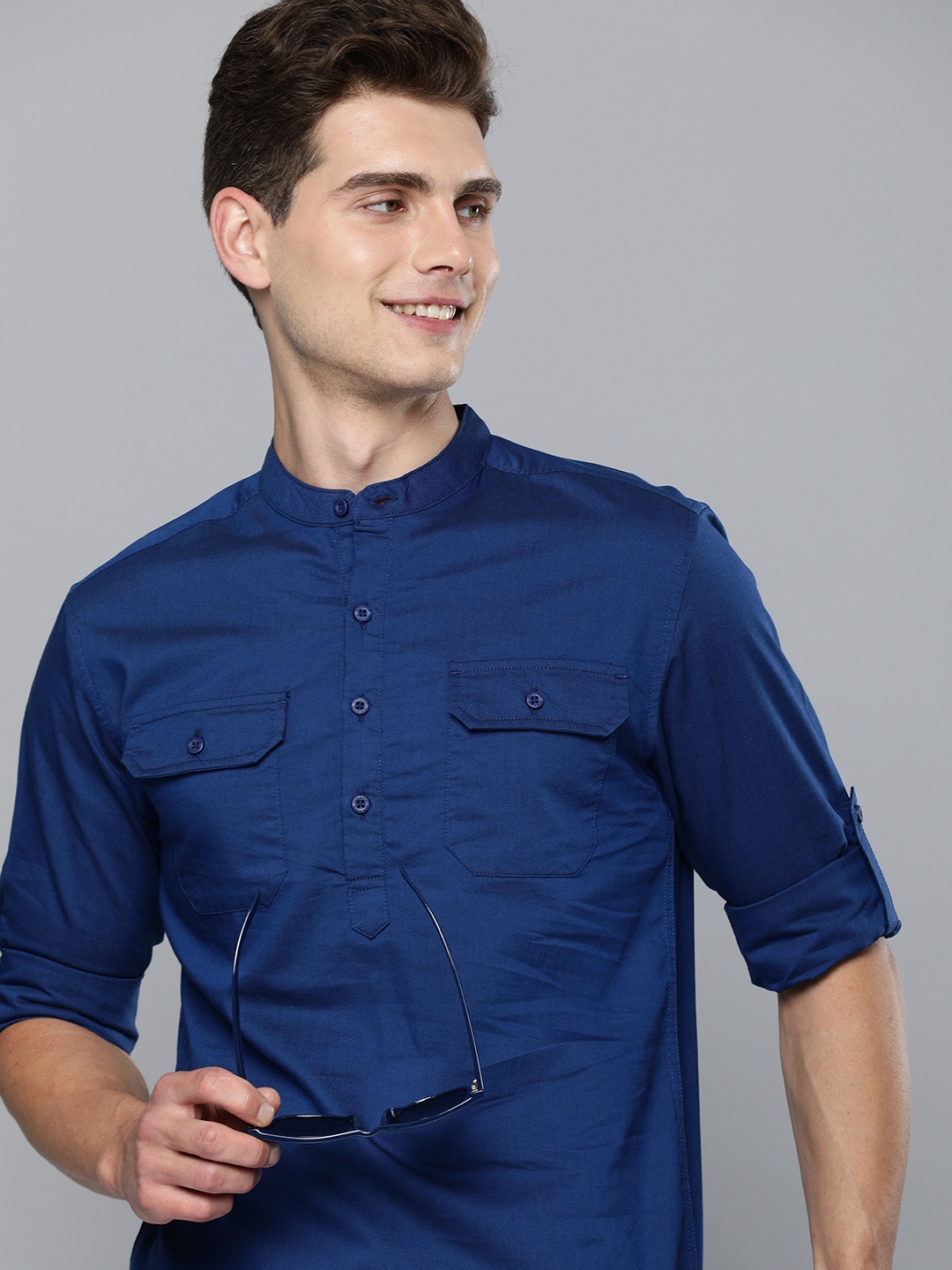 

HERE&NOW Men Blue Slim Fit Solid Casual Shirt