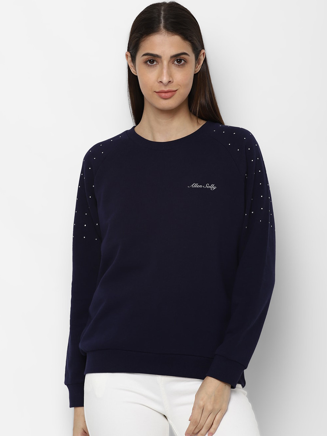 

Allen Solly Woman Women Navy Blue Solid Pullover Sweatshirt