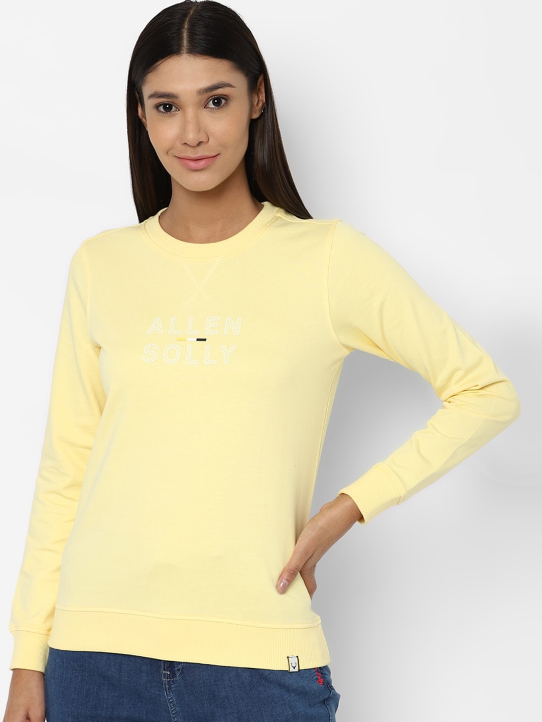 

Allen Solly Woman Women Yellow Typography Printed Pullover Sweatshirt