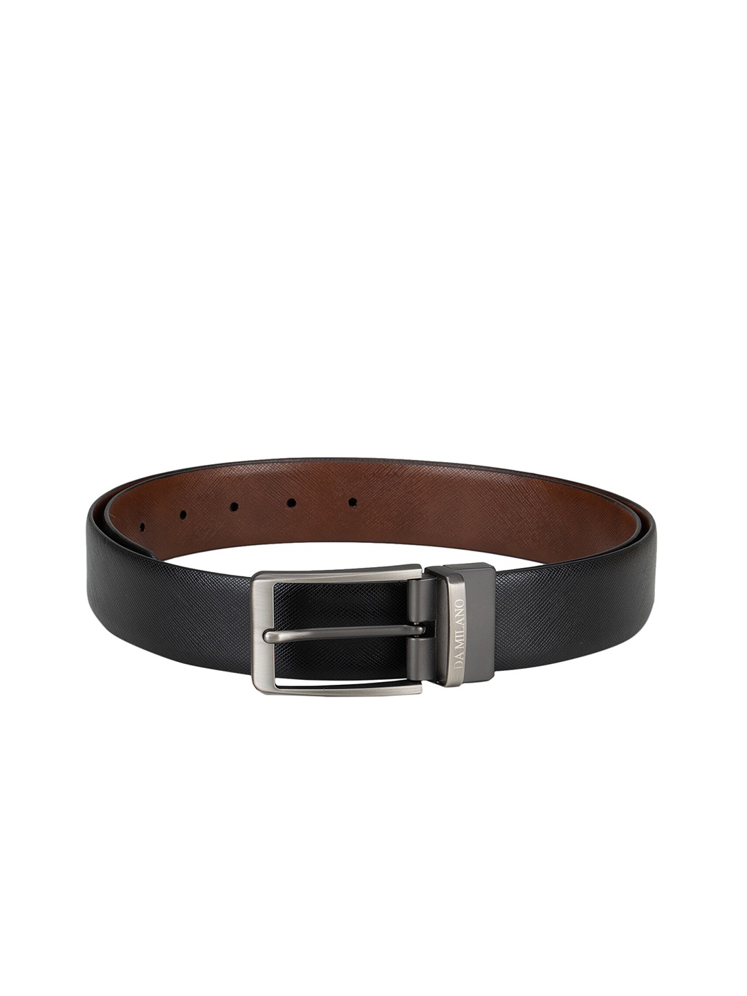 

Da Milano Men Black Textured Leather Belt