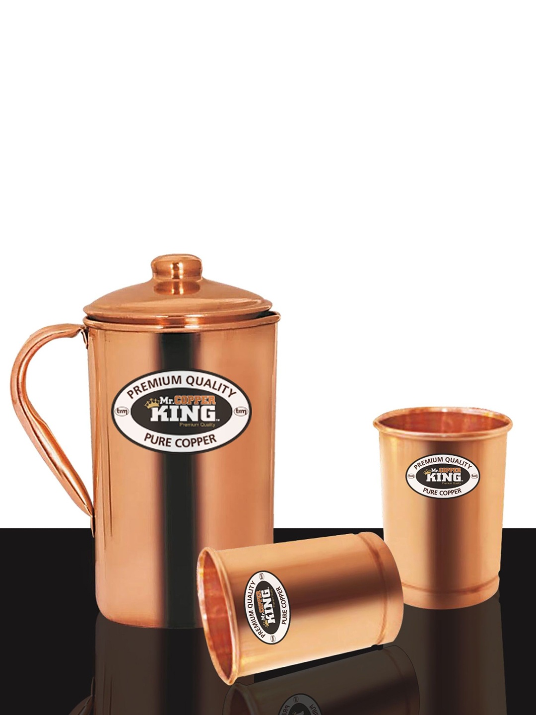 

MR. COPPER KING Copper-Toned Solid Water Jug With 2 Tumblers