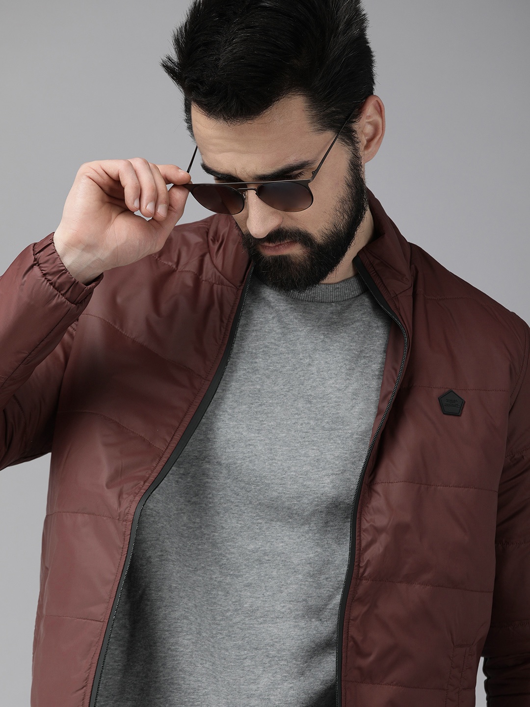 

SPYKAR Men Maroon Solid Stand-Collar Insulator Puffer Jacket