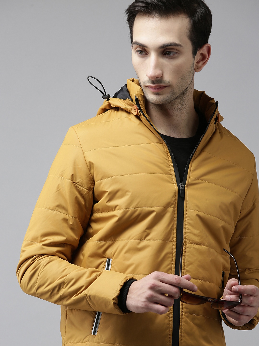 

SPYKAR Men Mustard Yellow Lightweight Padded Jacket with Detachable Hood