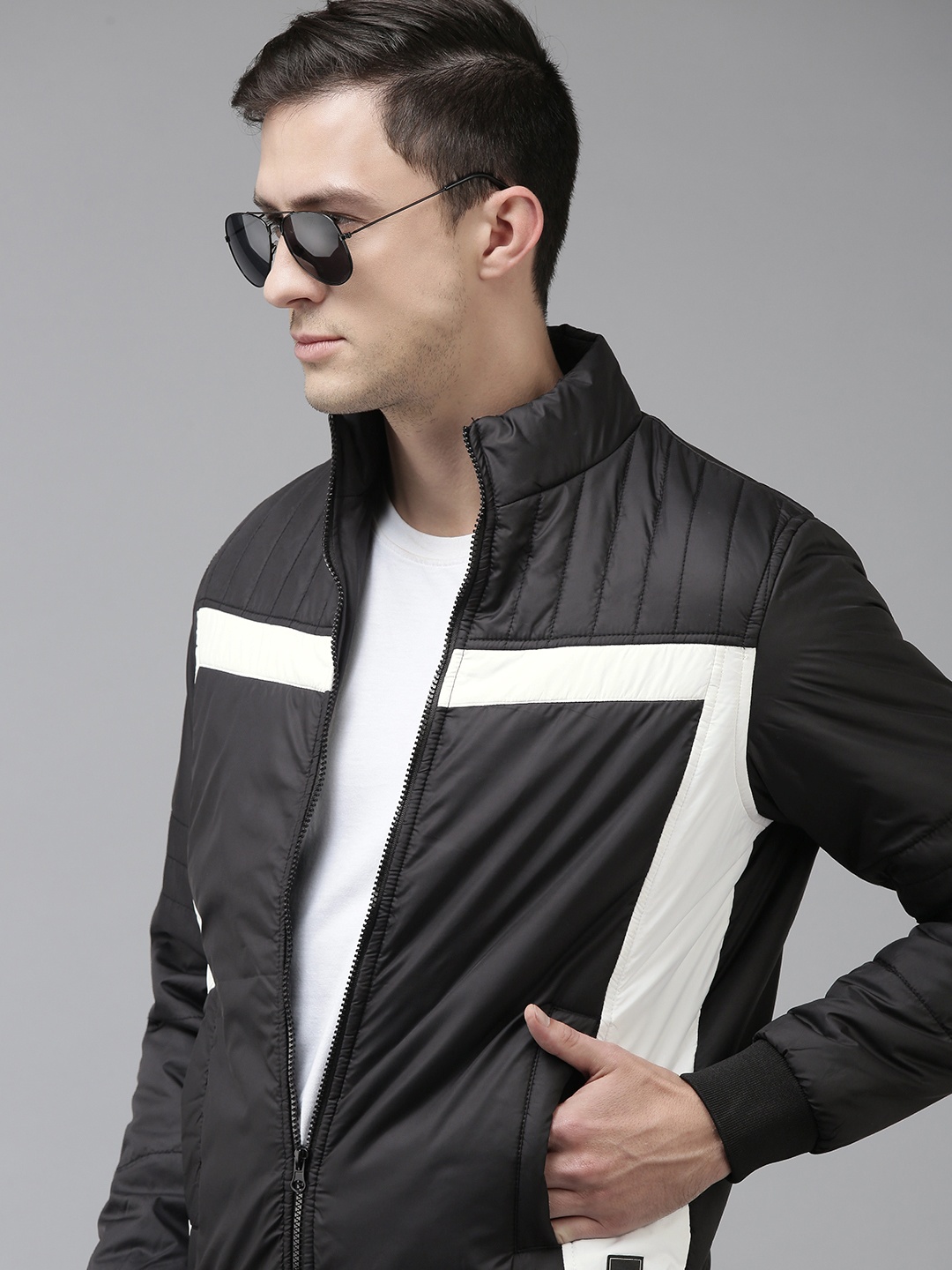 

SPYKAR Men Black White Insulator Padded Jacket