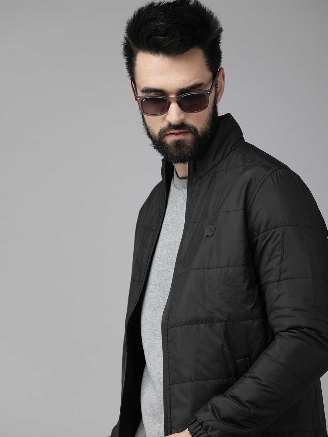 

SPYKAR Men Black Solid Stand-Collar Insulator Puffer Jacket