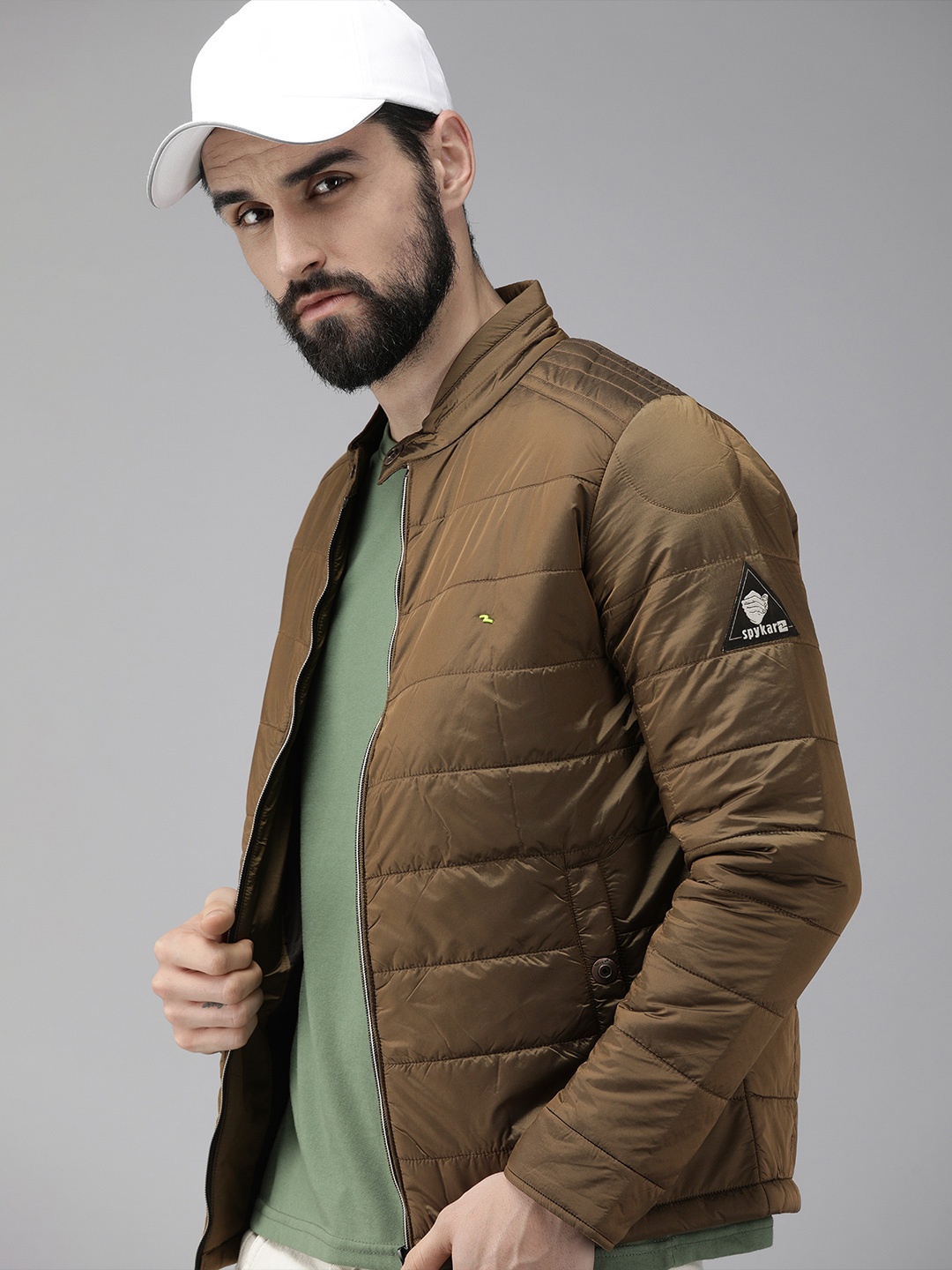 

SPYKAR Men Copper-Toned Mandarin-Collar Lightweight Padded Jacket