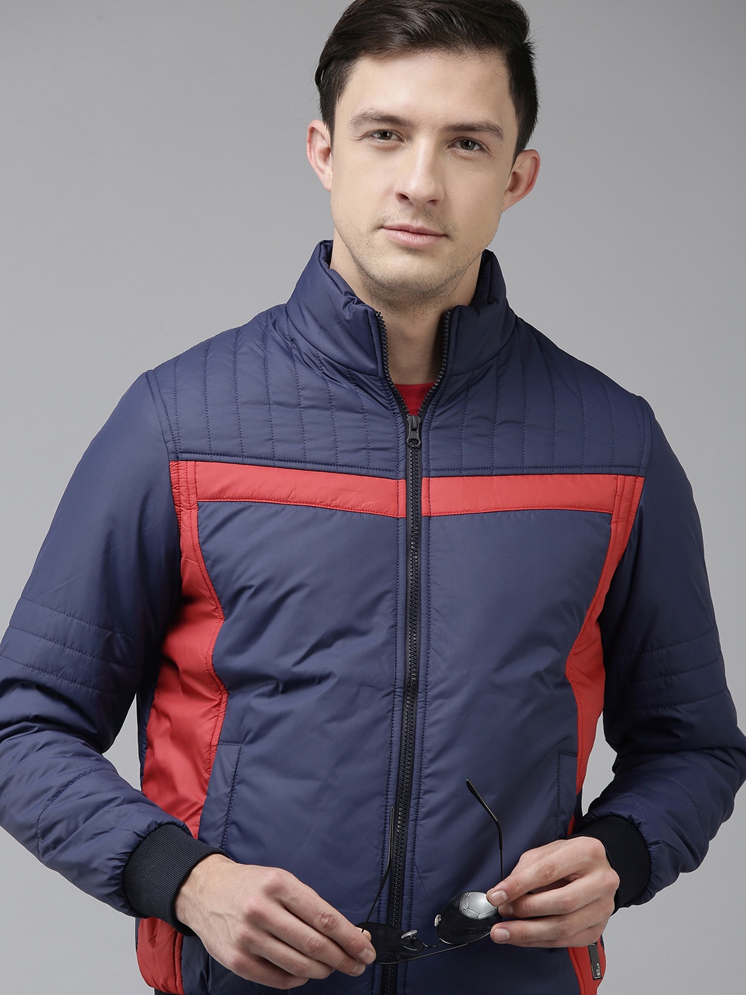 

SPYKAR Men Navy Blue Red Insulator Padded Jacket