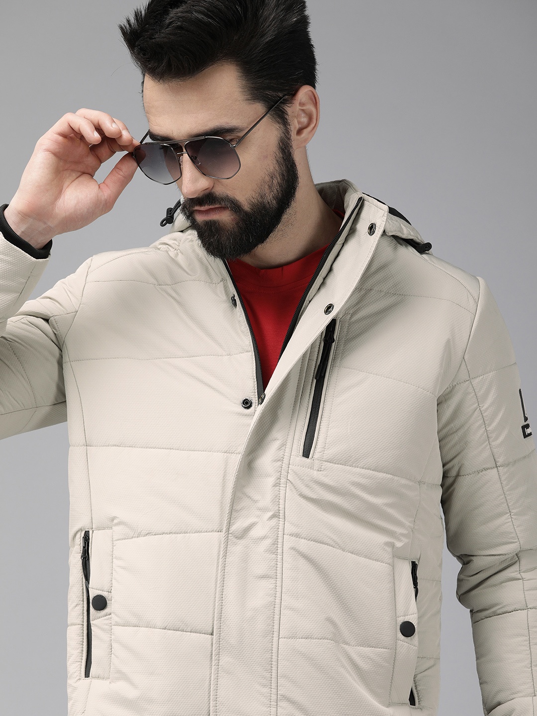 

SPYKAR Men Off White Insulator Padded Jacket with Detachable Hood