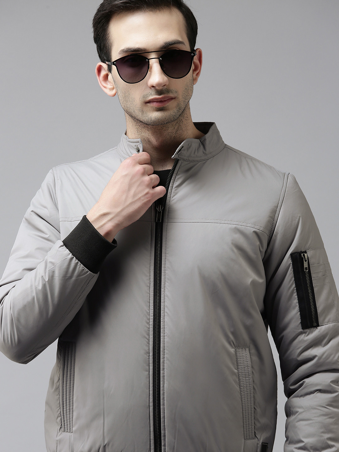 

SPYKAR Men Grey Padded Bomber Jacket