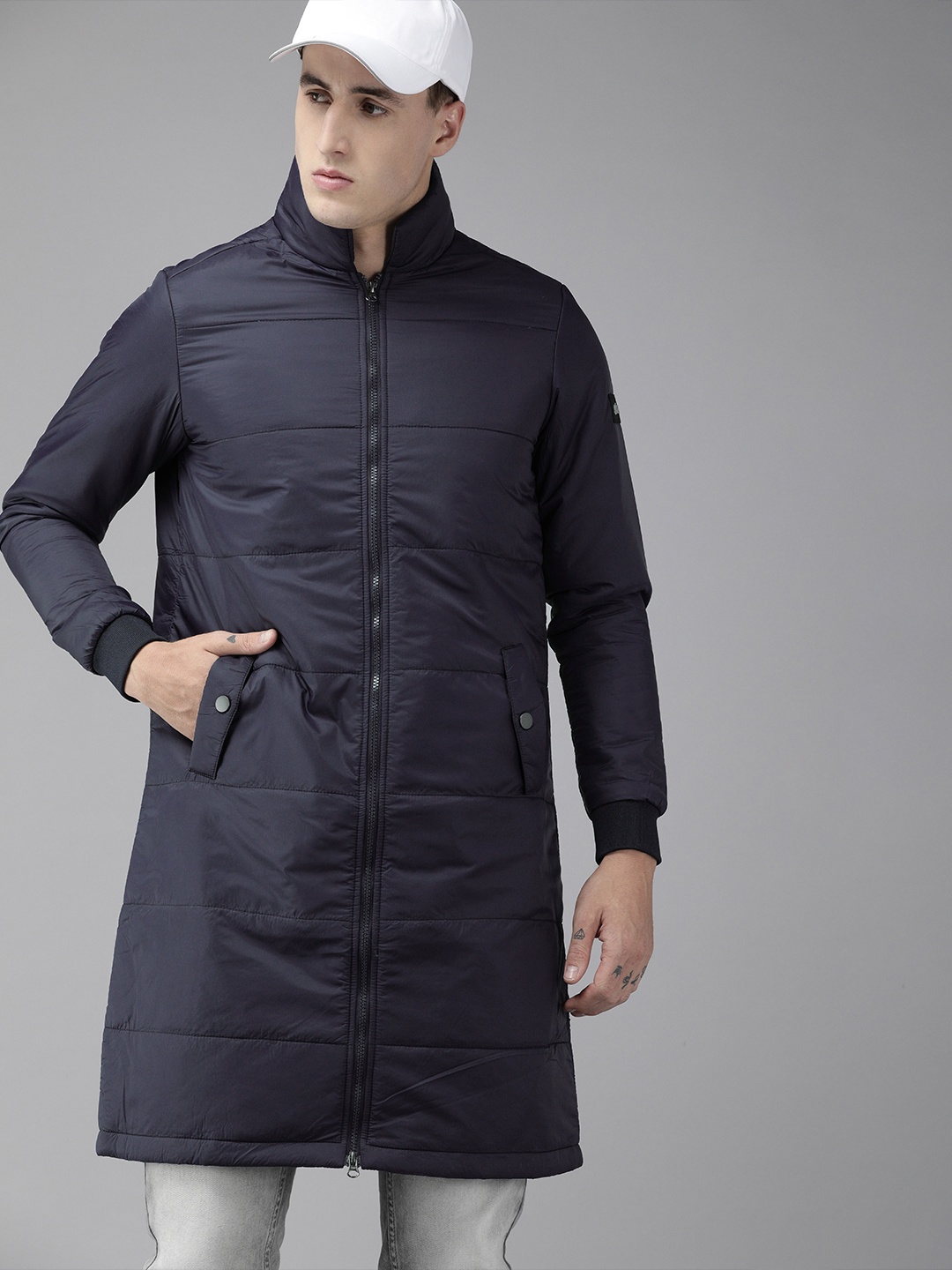 

SPYKAR Men Navy Blue Solid Insulator Longline Puffer Jacket