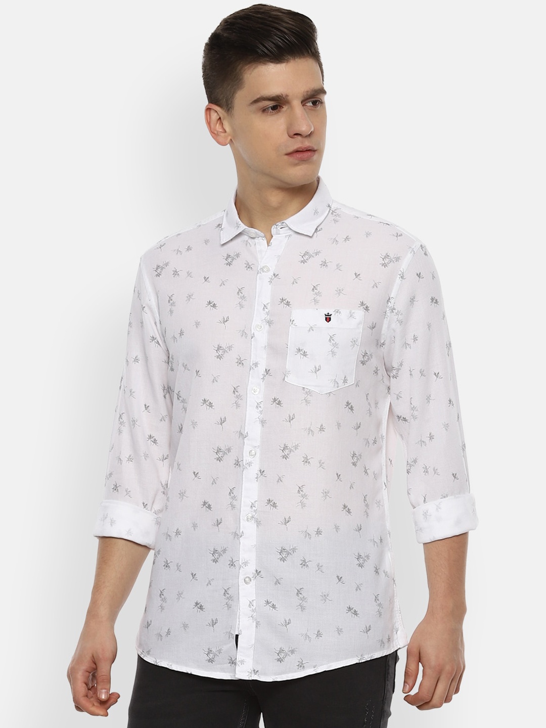 

Louis Philippe Jeans Men White Slim Fit Opaque Printed Casual Shirt