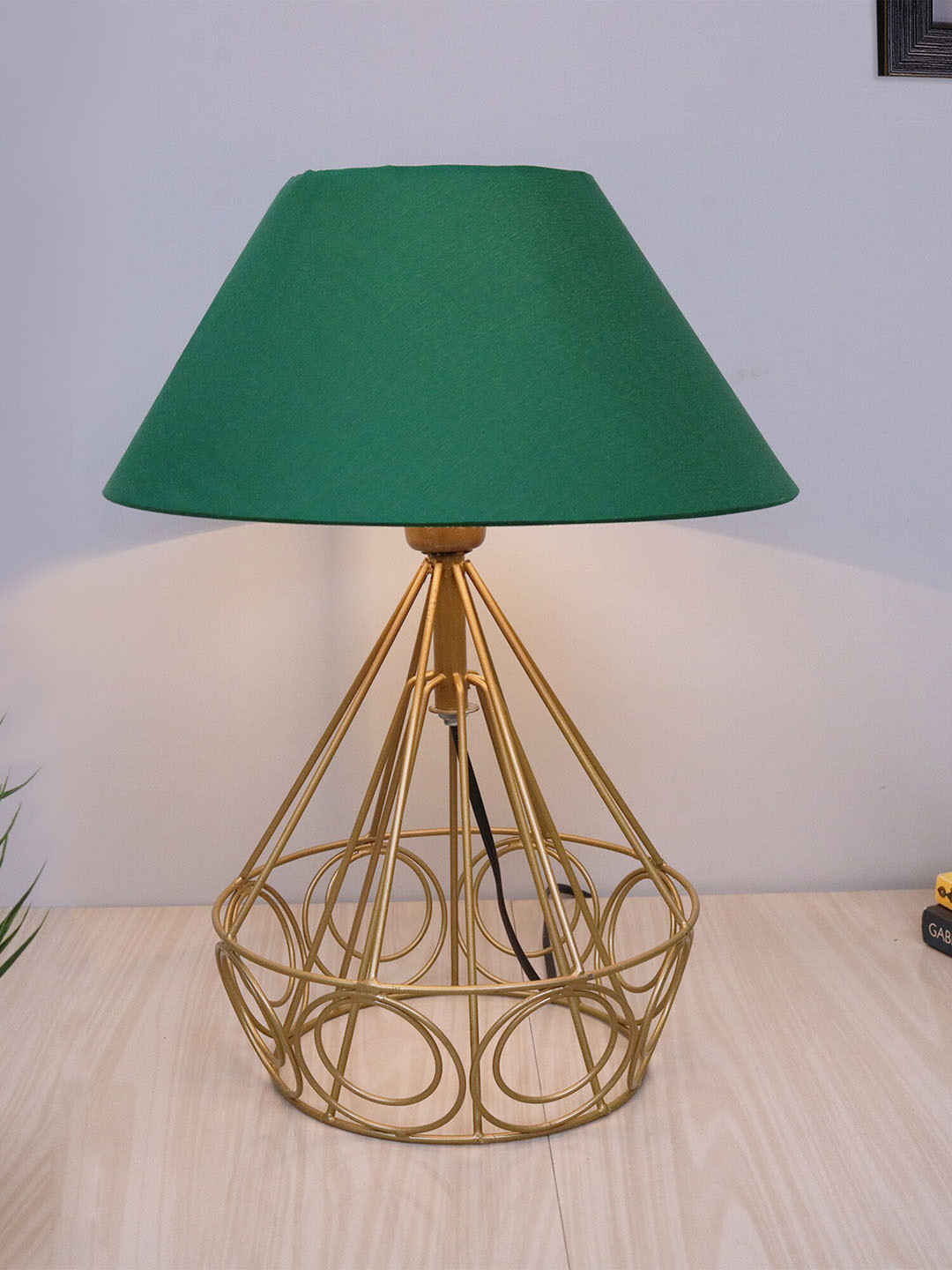 

Homesake Green & Gold-Toned Metal Table Lamp with Shade