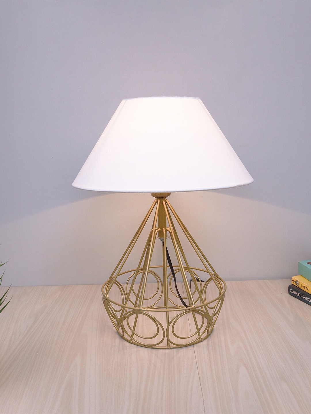 

Homesake White & Gold Modern Farmhouse Metal Desk Table Lamp