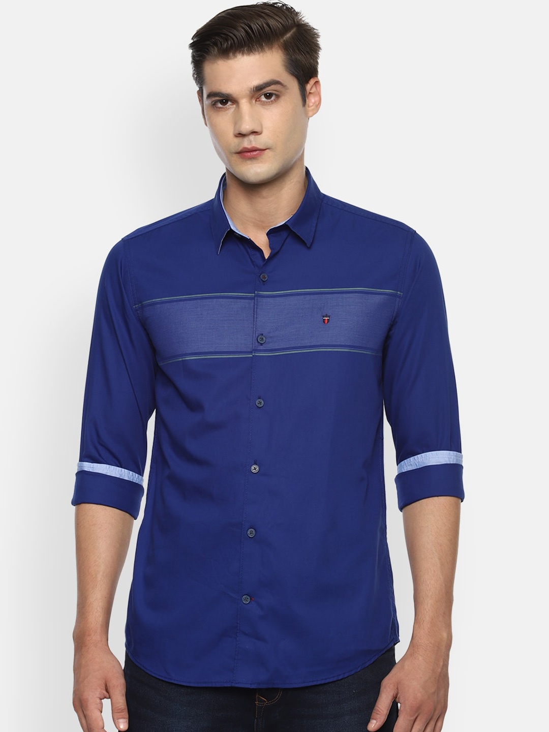 

Louis Philippe Sport Men Blue Slim Fit Opaque Pure Cotton Casual Shirt