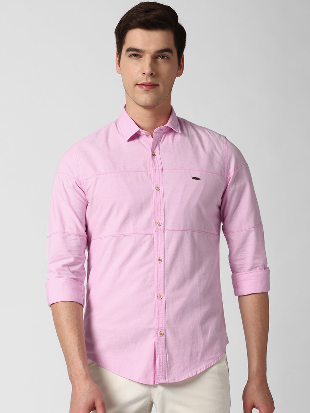 

Peter England Casuals Men Pink Slim Fit Opaque Casual Shirt