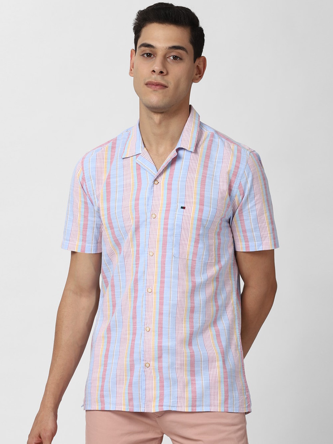 

Peter England Casuals Men Multicoloured Slim Fit Multi Striped Casual Shirt