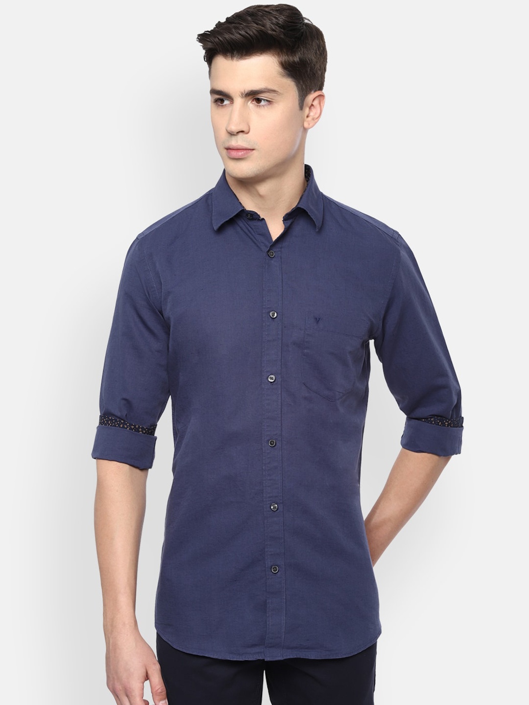 

Van Heusen Sport Men Navy Blue Slim Fit Opaque Casual Shirt