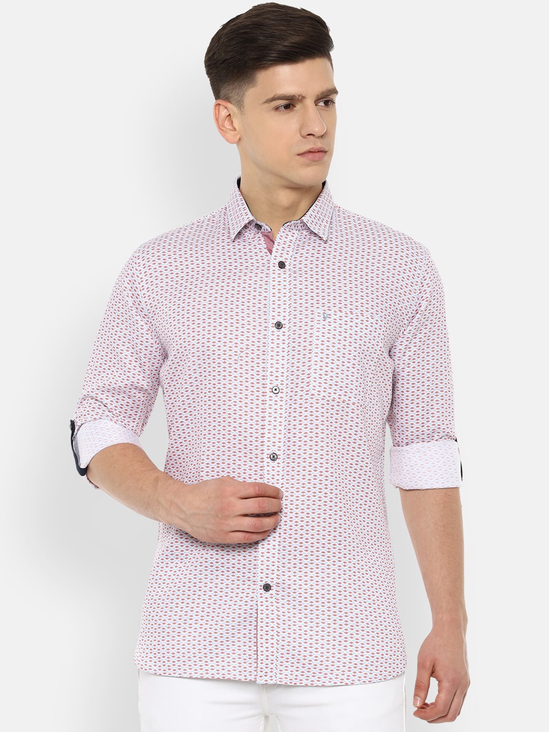 

Van Heusen Sport Men Coral Slim Fit Pure Cotton Printed Casual Shirt