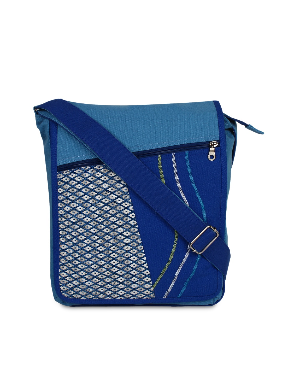 

Anekaant Blue Embroidered Sling Bag