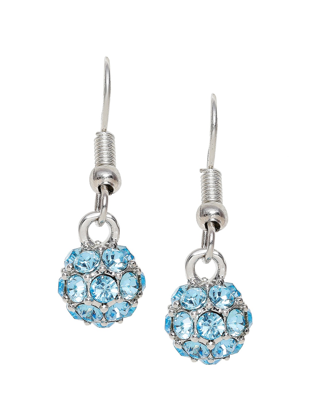 

Mahi Woman Blue Spherical Crystals Ball Drop Earrings