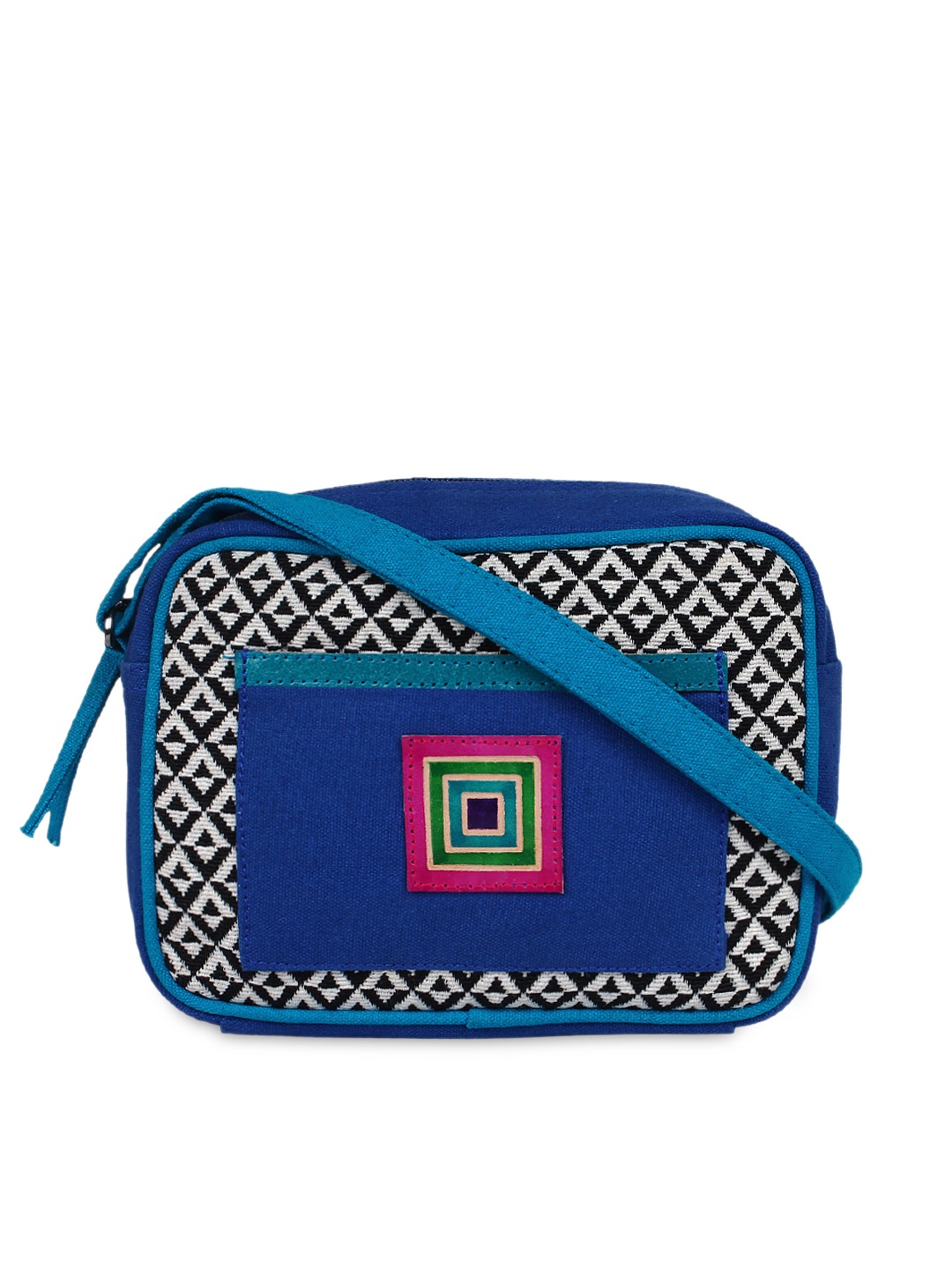 

Anekaant Blue Jacquard Sling Bag