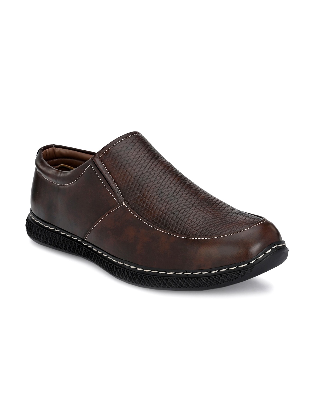

John Karsun Men Brown Textured Slip-On Sneakers