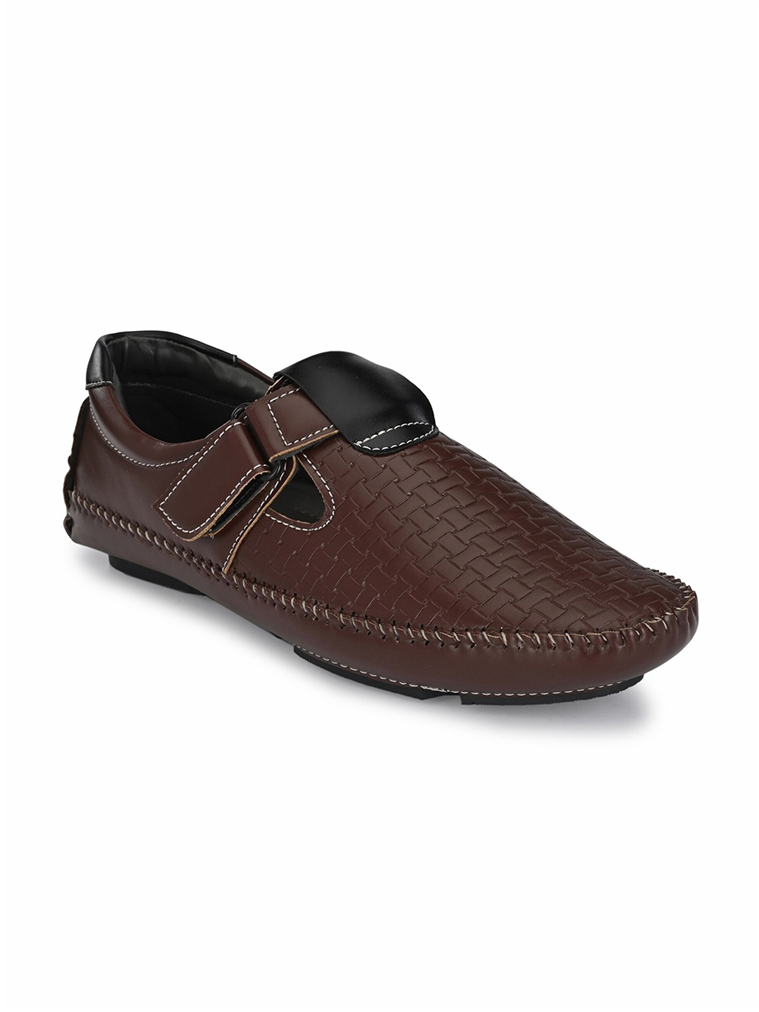 

John Karsun Men Brown & Black Shoe-Style Sandals
