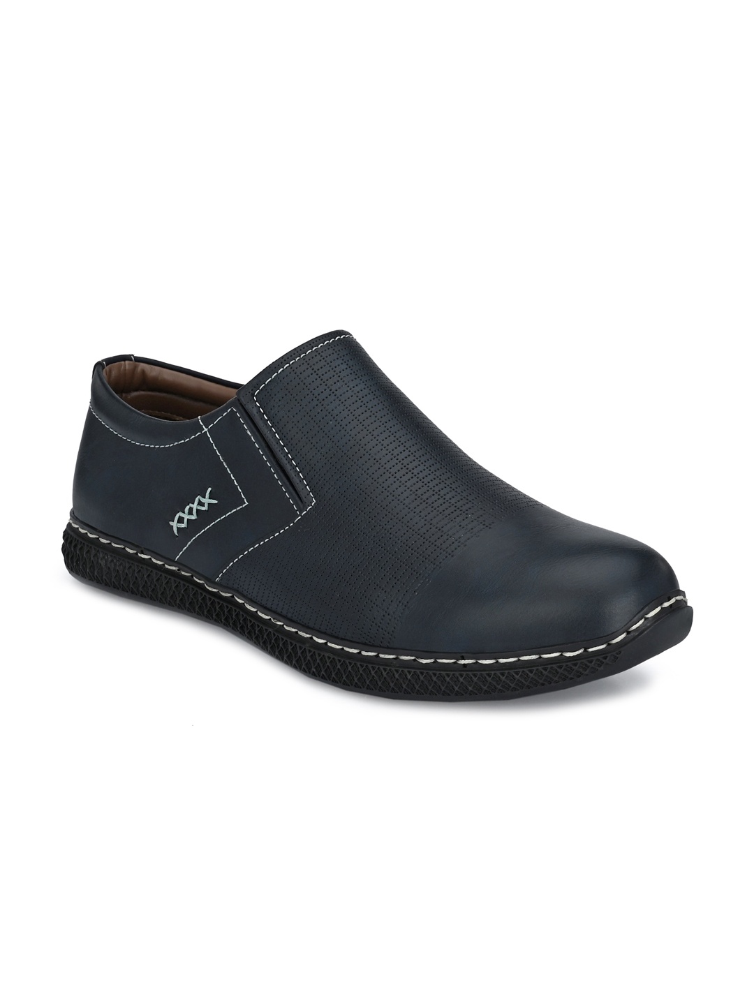 

John Karsun Men Blue Textured Slip-On Sneakers