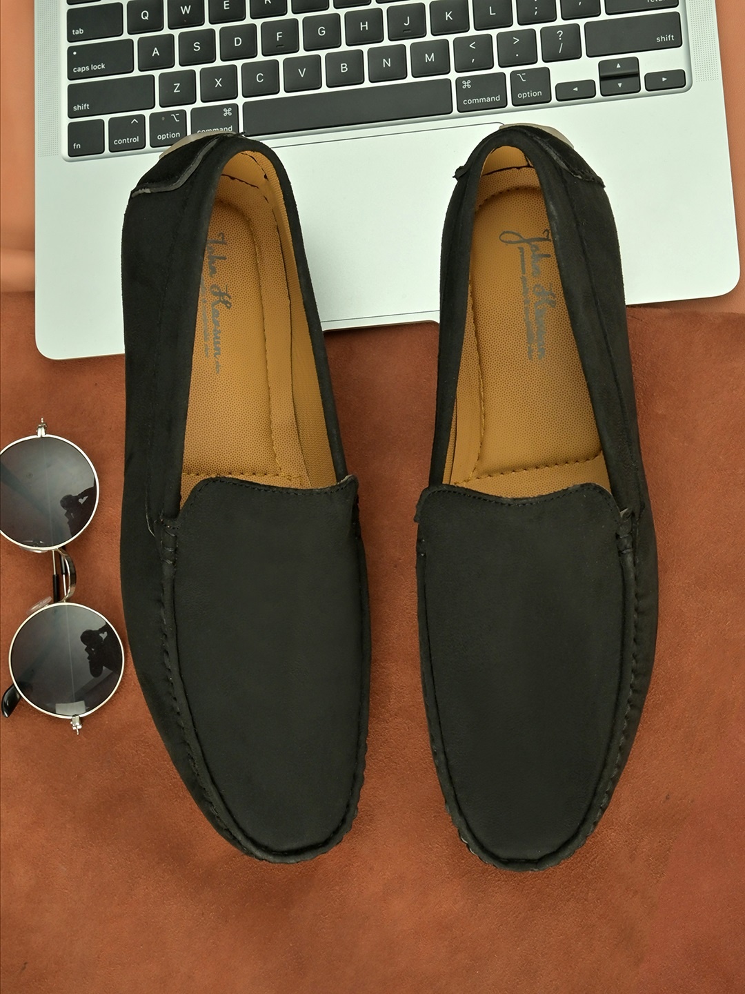 

John Karsun Men Black Suede Driving Loafers