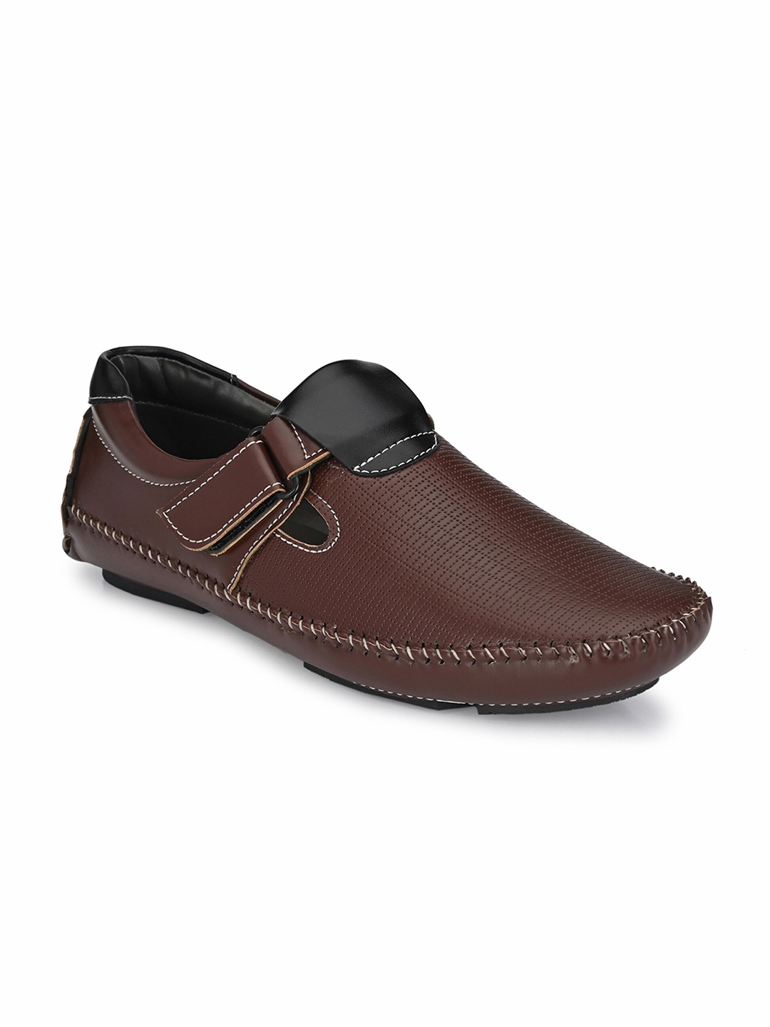 

John Karsun Men Brown Textured Shoe-Style Sandals