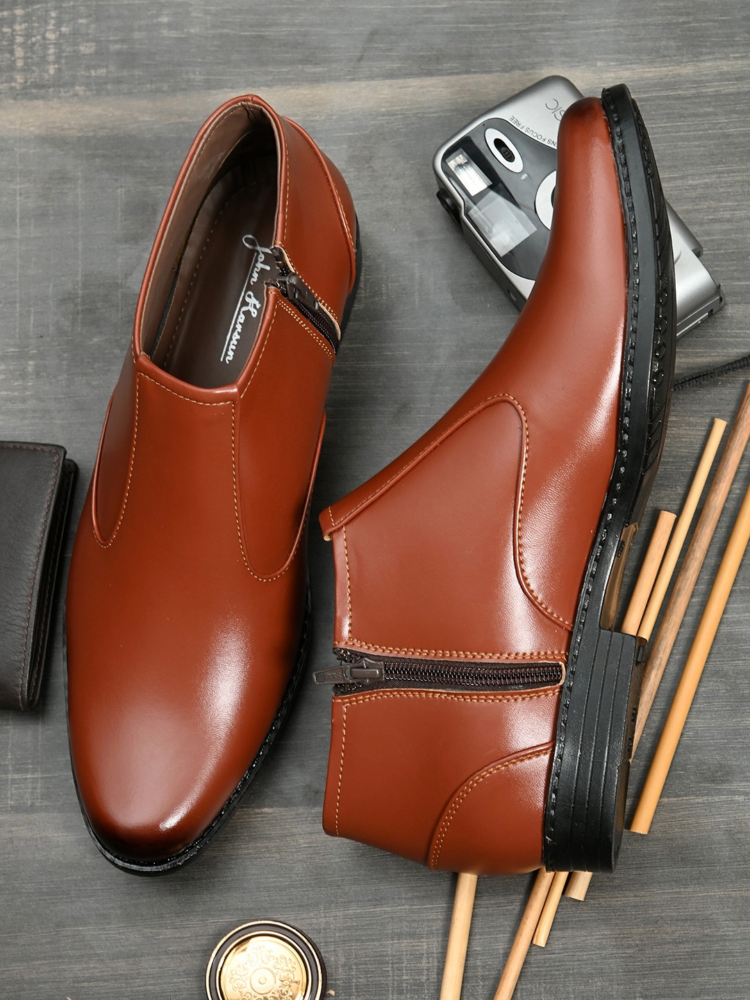 John Karsun Men Tan Flat Boots