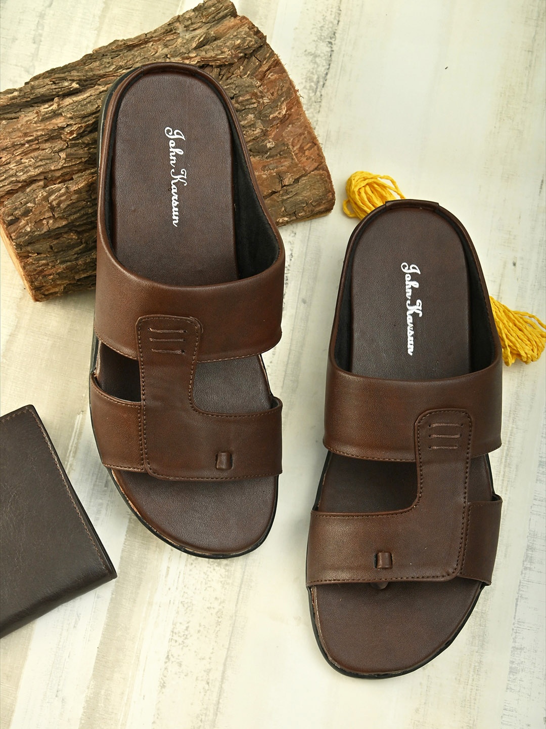 

John Karsun Men Brown Comfort Sandals