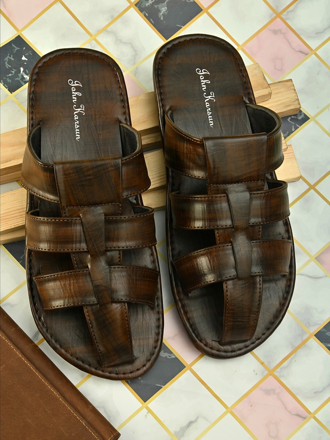 

John Karsun Men Brown Fisherman Sandals
