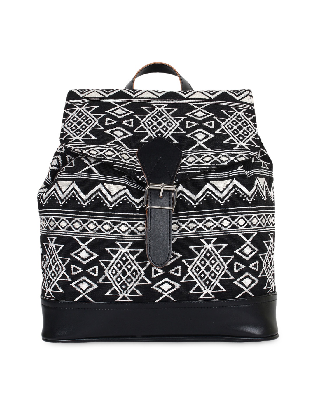 

Anekaant Women Black & White Printed Jacquard Backpack