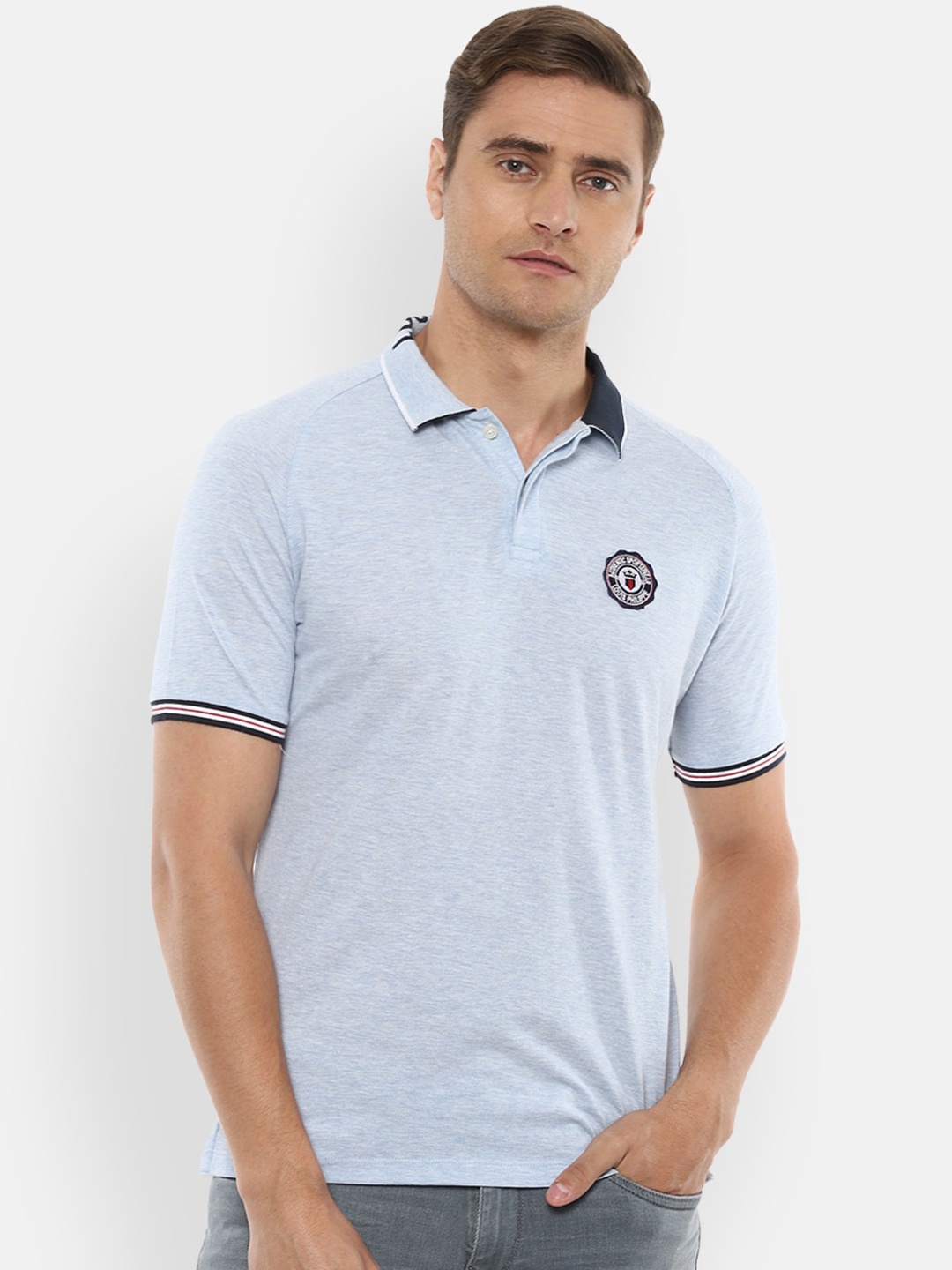 

Louis Philippe Sport Men Blue Polo Collar Slim Fit T-shirt