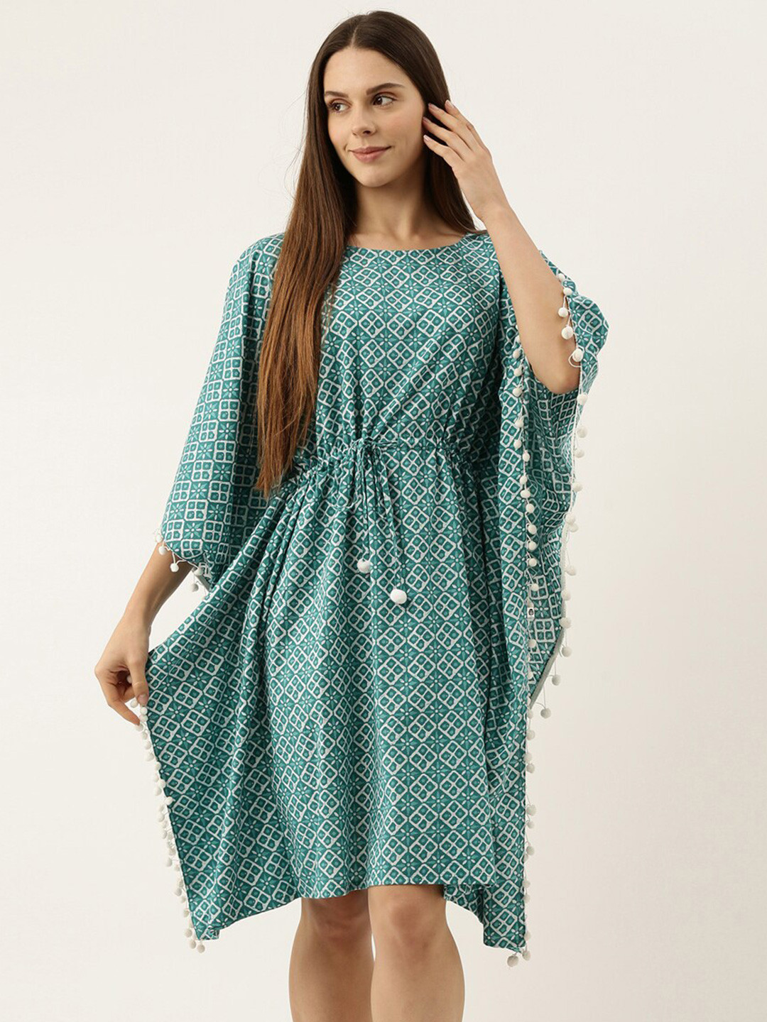 

Bannos Swagger Blue Printed Pure Cotton Kaftan Nightdress