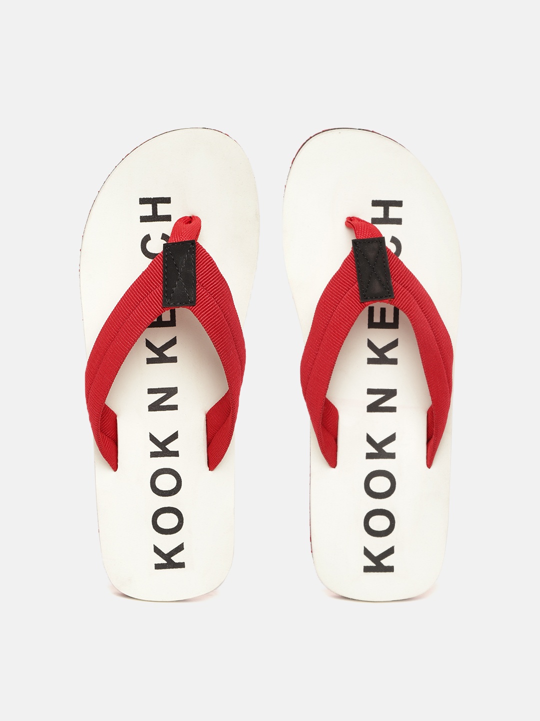 

Kook N Keech Men Red & White Brand Logo Print Thong Flip-Flops