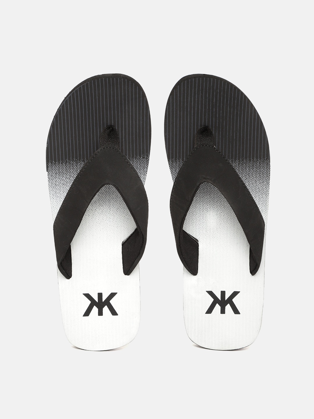 

Kook N Keech Men Black & White Striped Thong Flip-Flops