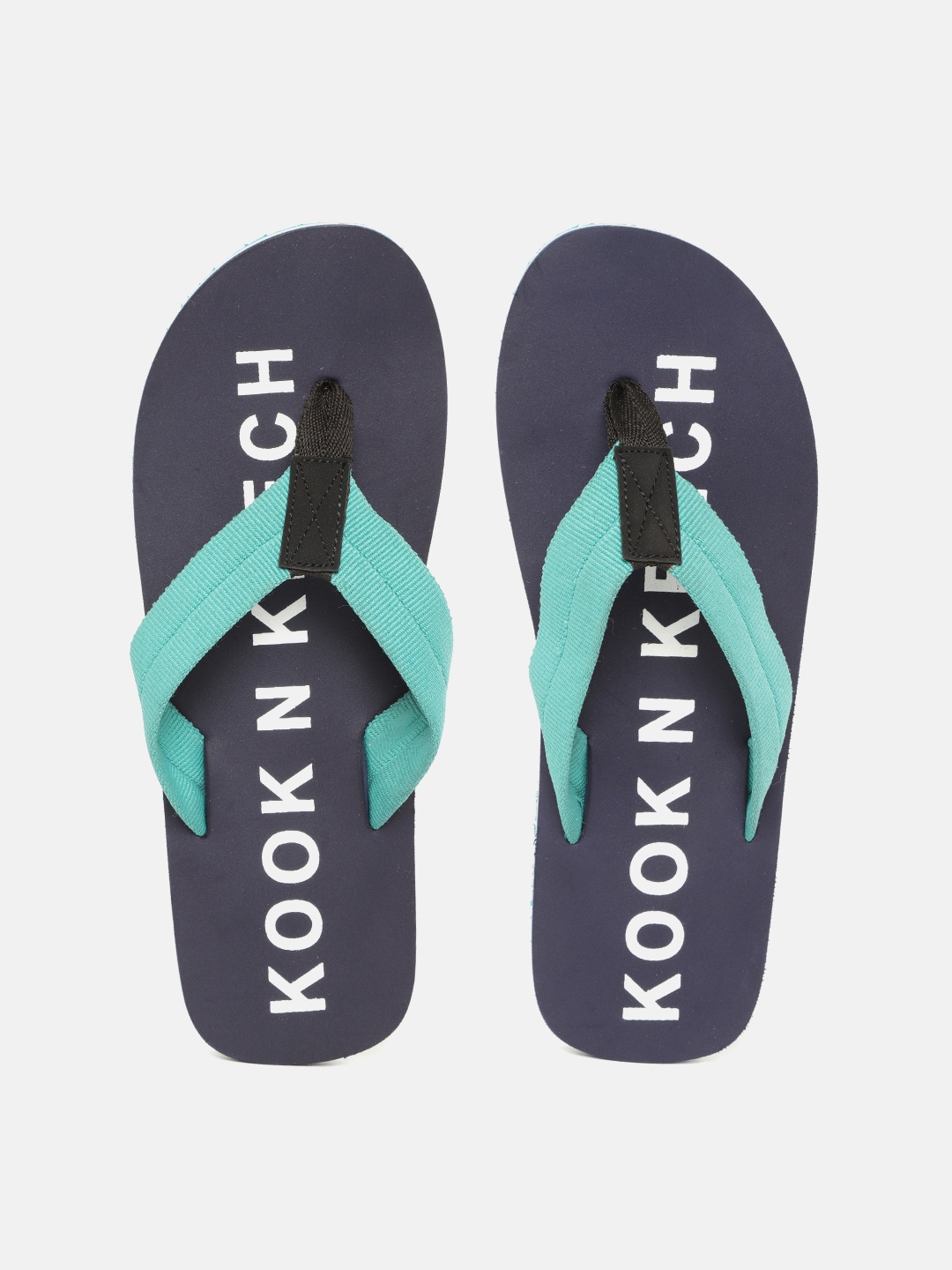

Kook N Keech Men Green & Navy Brand Logo Print Thong Flip-Flops