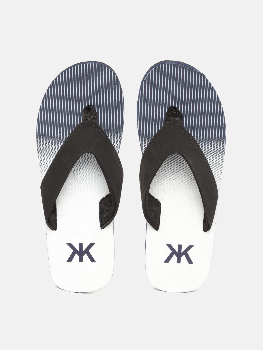 

Kook N Keech Men Black & Navy Blue Striped Thong Flip-Flops