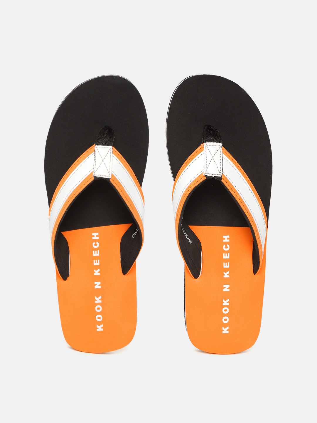 

Kook N Keech Men White & Orange Colourblocked Thong Flip-Flops