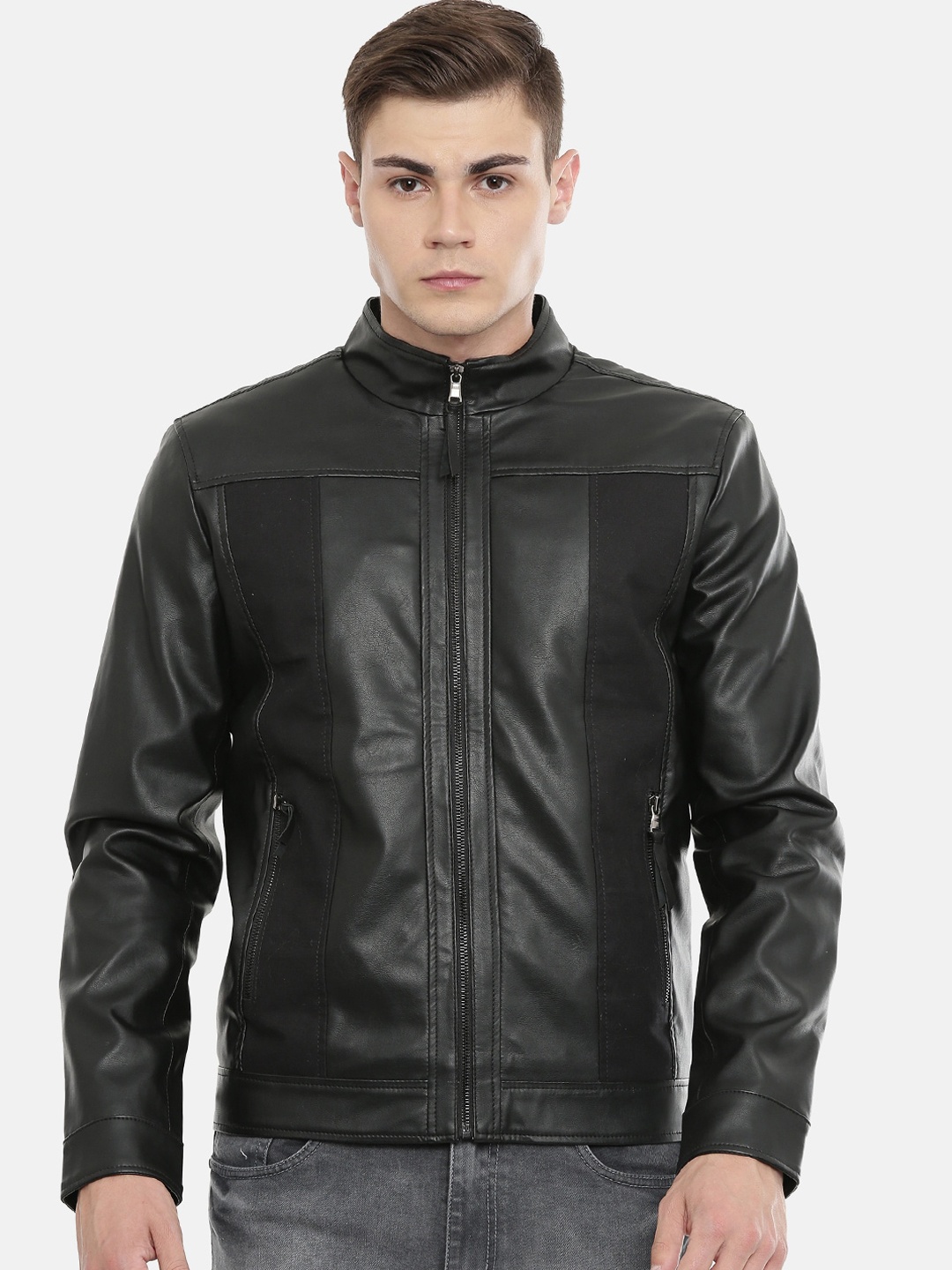 

MONOCHROME Men Black Leather Insulator Biker Jacket