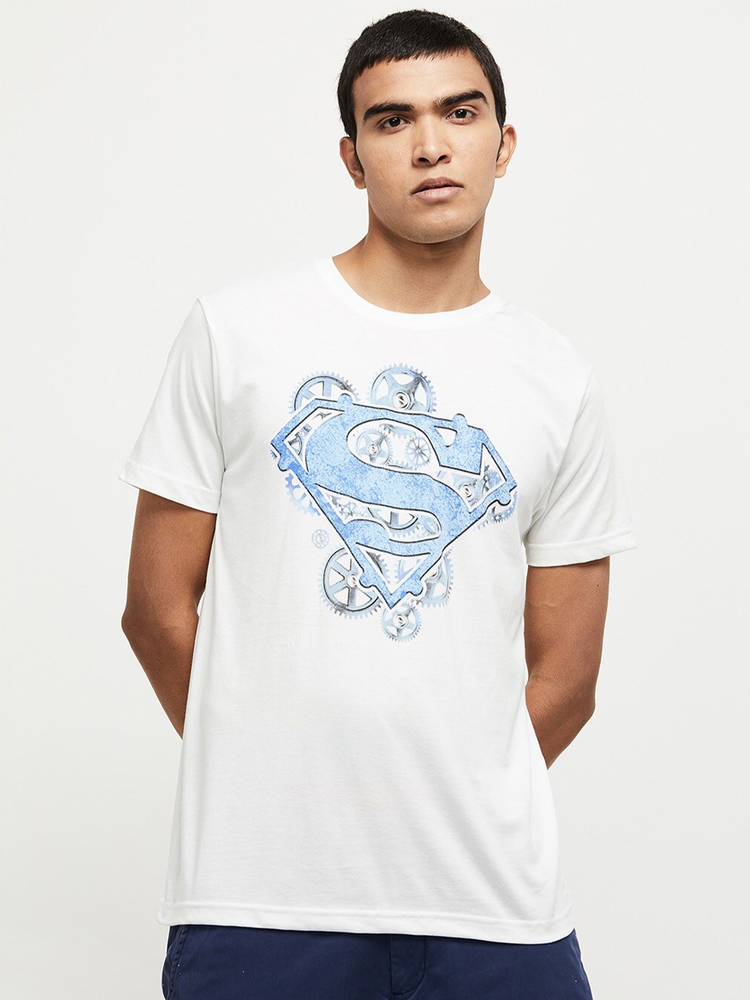 

max Men Off White Superman Printed T-shirt