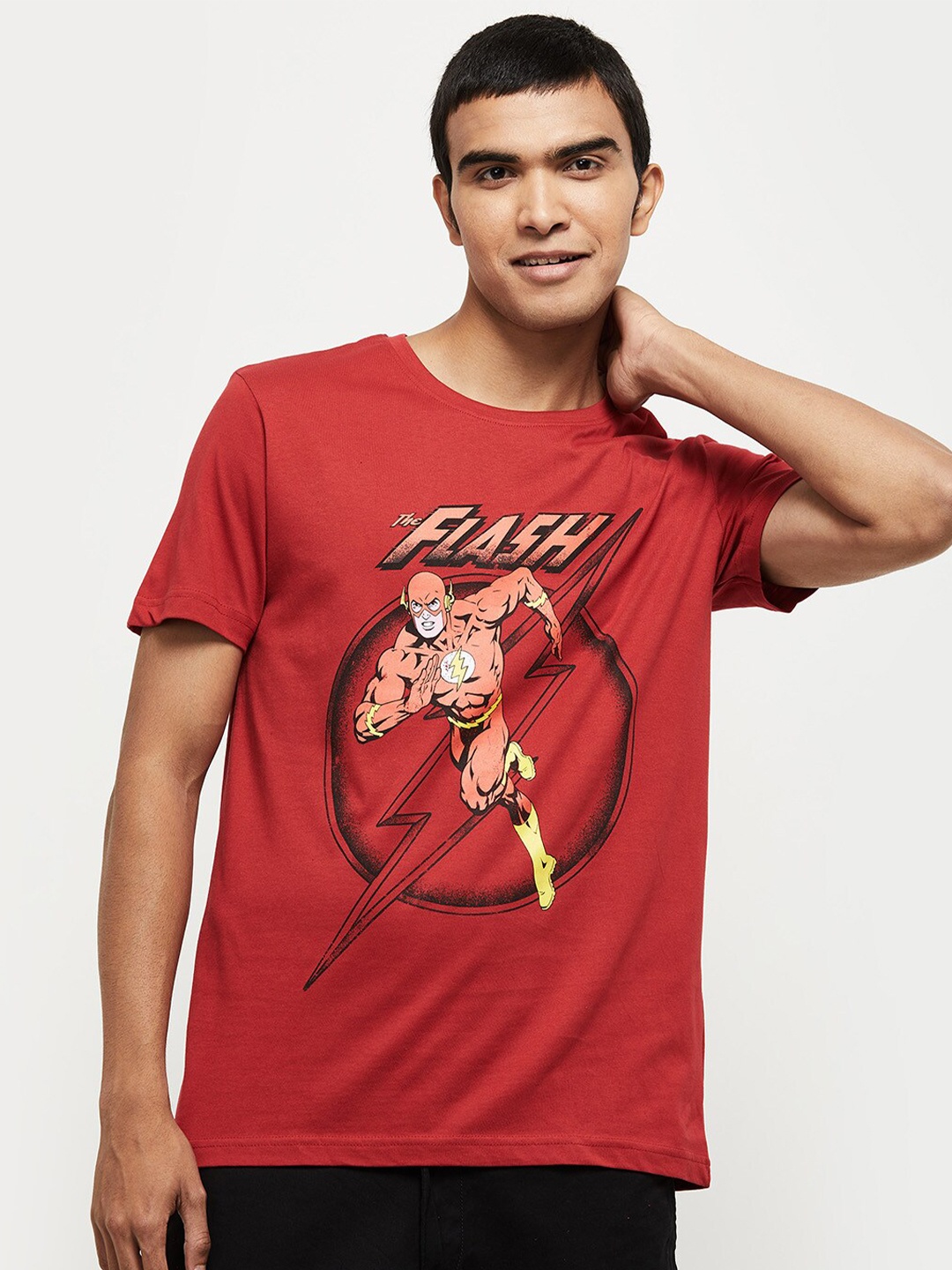 

max Men Red Flash Printed T-shirt