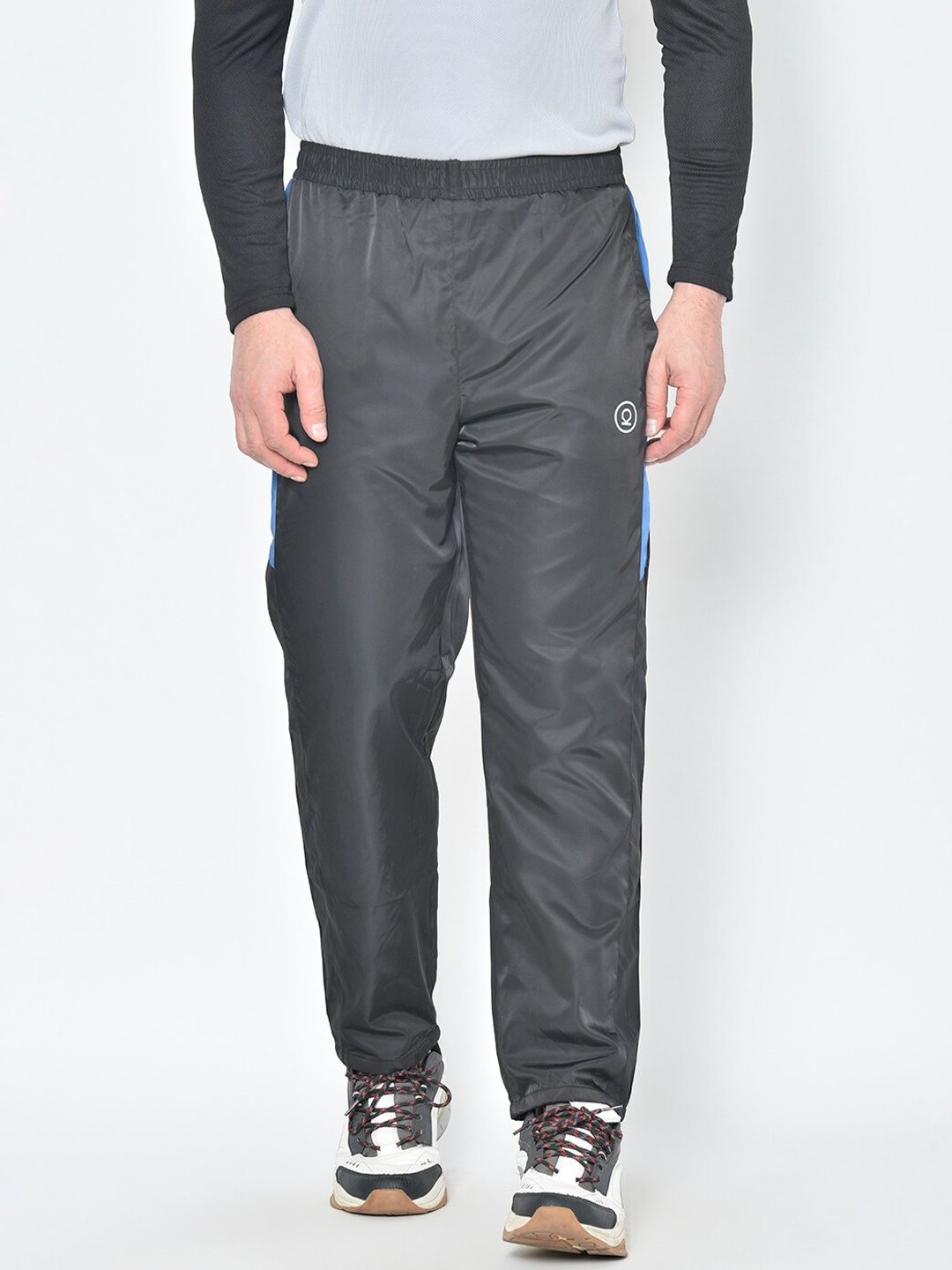 

CHKOKKO Men Grey Solid Track Pants