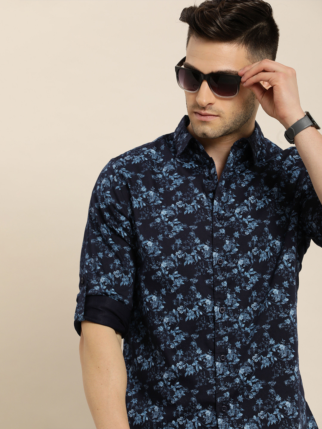 

Moda Rapido Men Blue Slim Fit Floral Printed Casual Shirt