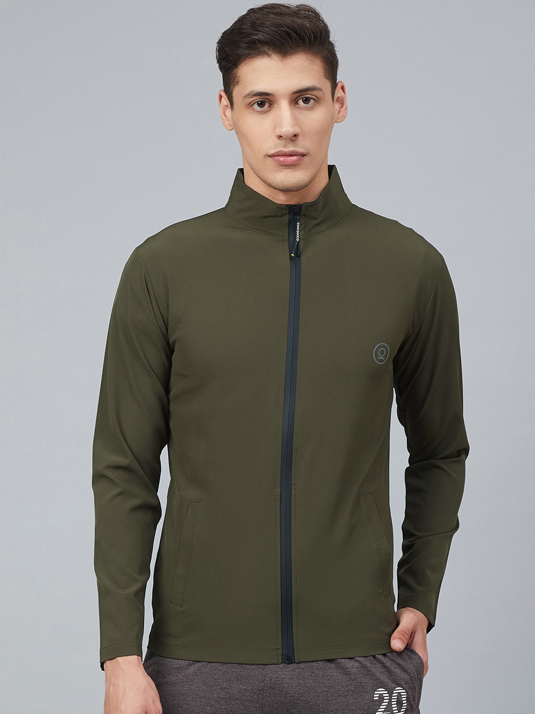 

Chkokko Men Olive Green Lightweight Sporty Jacket