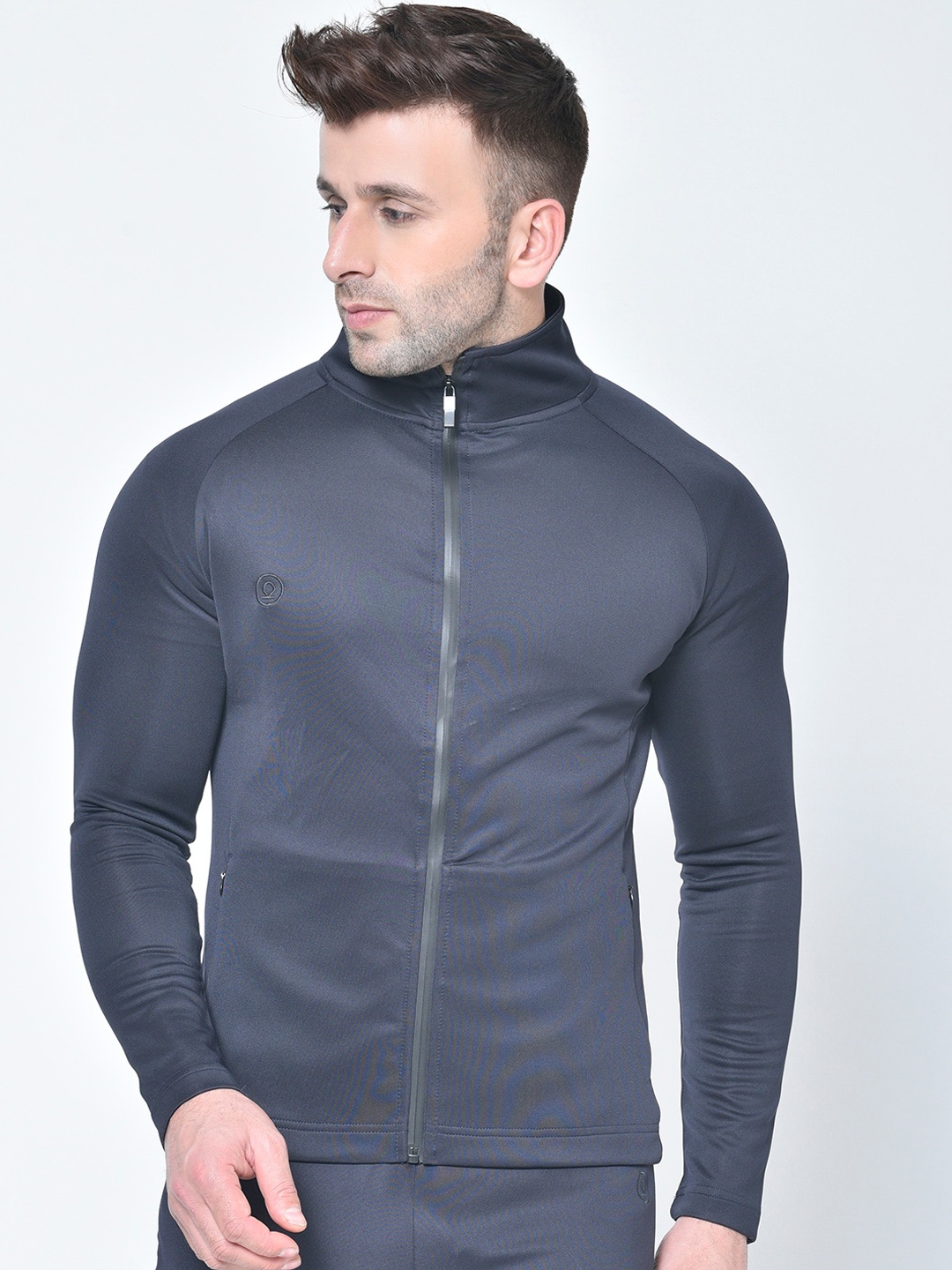 

CHKOKKO Men Navy Blue Lightweight Training or Gym Sporty Jacket