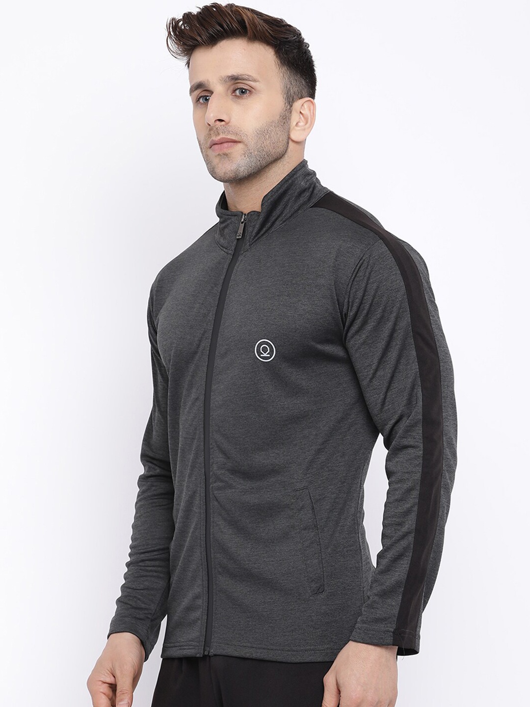 

Chkokko Men Grey Solid Lightweight Training or Gym Sporty Jacket