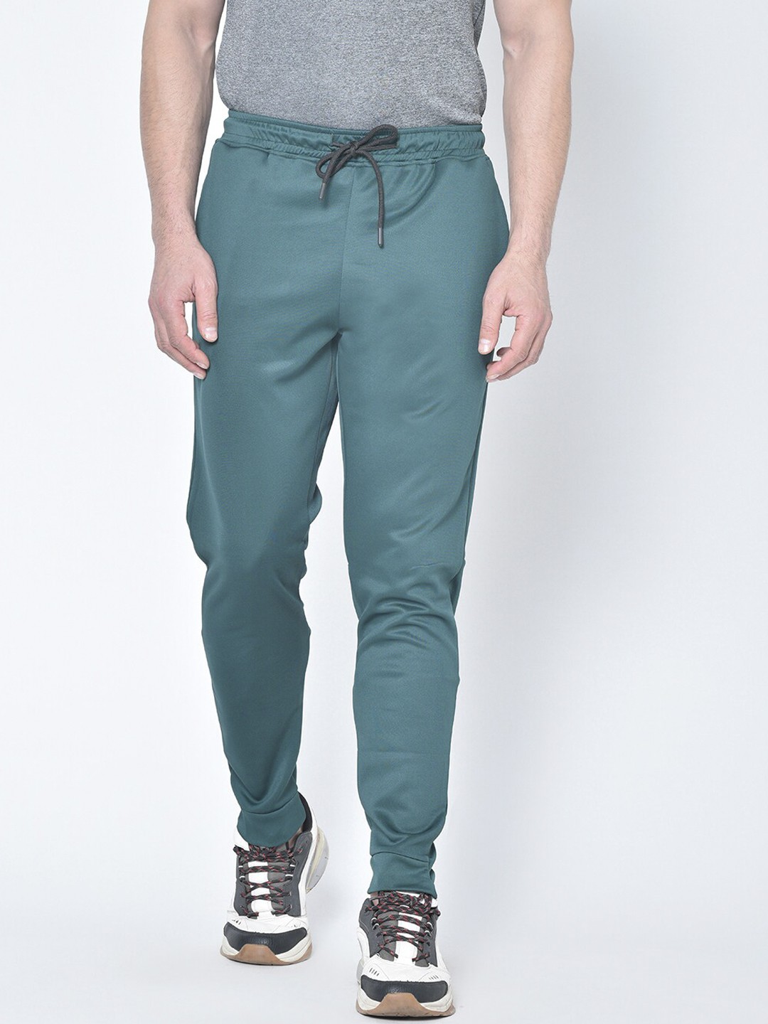 

CHKOKKO Men Teal Solid Sports Track Pants